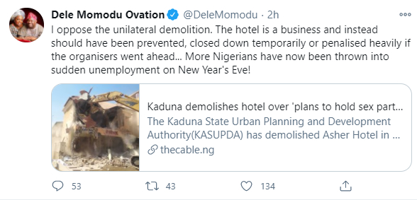 Dele Momodu, others KICK as proposed venue of Kaduna s.e.x party is demolished