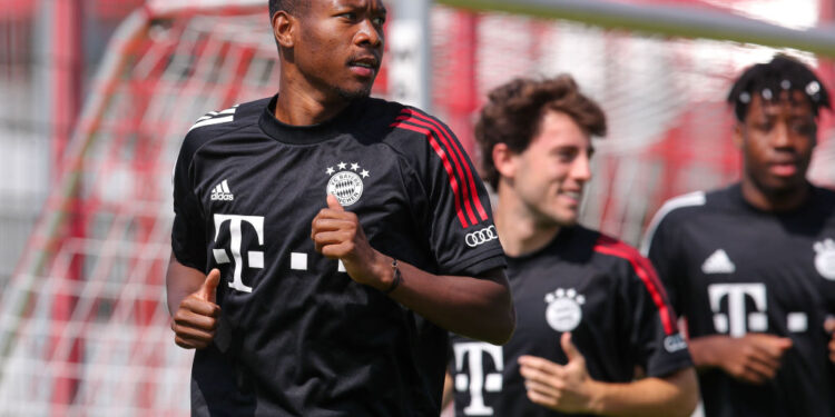 MUNICH, GERMANY - JULY 23: David Alaba of Bayern Munich looks on during a training session at Saebener Strasse training ground on July 23, 2020 in Munich, Germany. (Photo by M. Donato/FC Bayern via Getty Images)