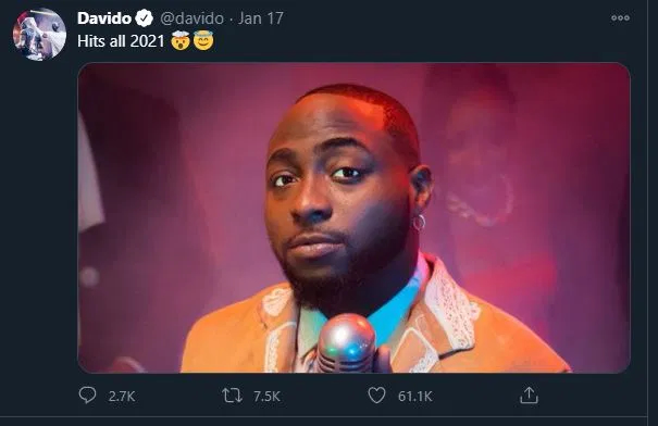 Hits All 2021 – Davido Assures His Fans