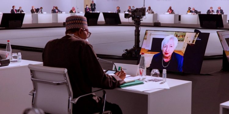 President Muhammadu Buhari in Paris.