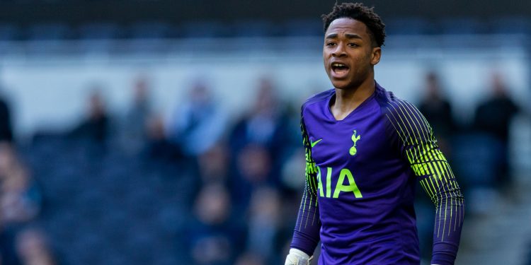 LONDON, ENGLAND - MARCH 24: Josh Oluwayemi of Tottenham Hotspur U18 during the U18 Premier League match between Tottenham Hotspur U18 and Southampton U18 at Tottenham Hotspur Stadium on March 24, 2019 in London, England. (Photo by Tottenham Hotspur FC/Tottenham Hotspur FC via Getty Images)