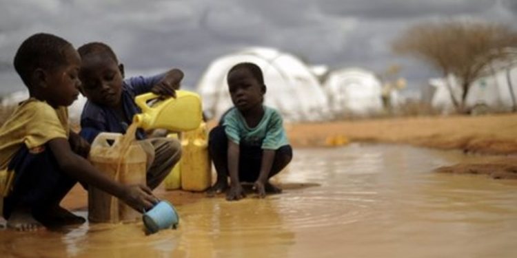 Picture of children fetching unclean water used to illustrate the story