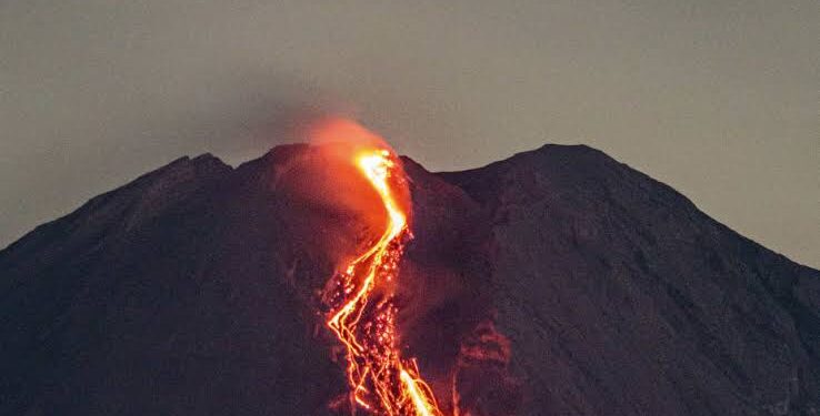 Lava flows from Mount Semeru.