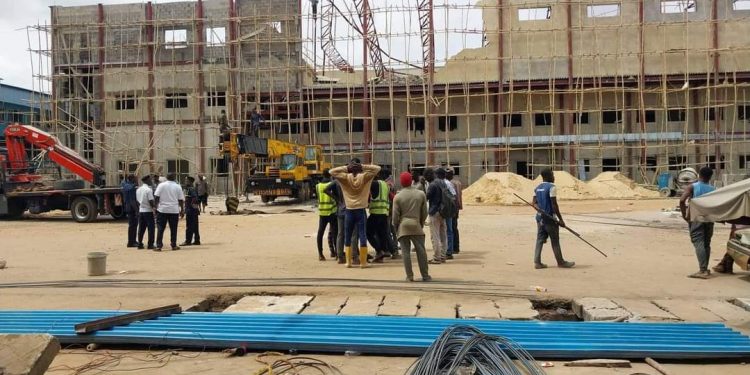 A section of collapsed Stephen Keshi stadium Abuja