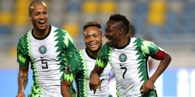 Super Eagles players celebrate