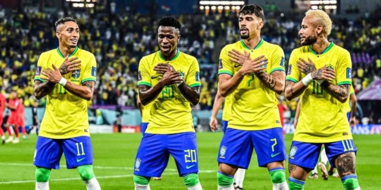 Brazil players celebrate