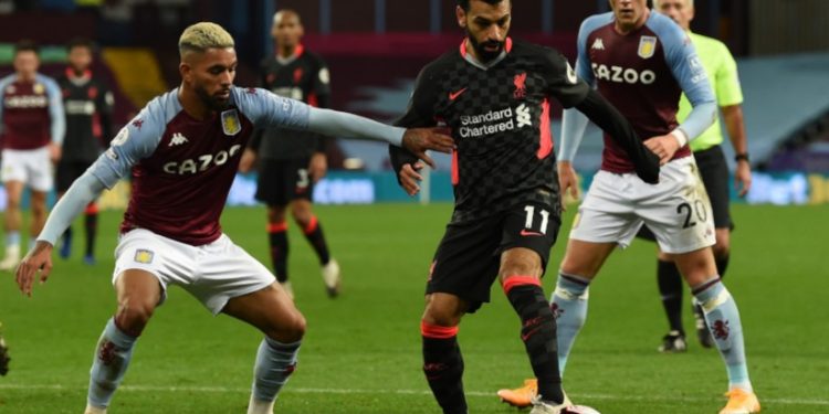 Aston Villa player battle to take football off Mo Salah's feat