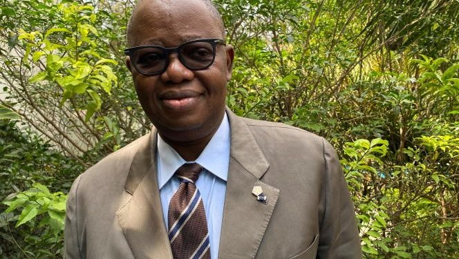 Gabonese Foreign Minister Michael Moussa Adamo poses for a picture during a Reuters interview at the Commonwealth Heads of Government Meeting (CHOGM) in Kigali, Rwanda June 24, 2022. REUTERS/Ayenat Mersie/File Photo