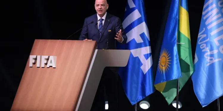 Gianni Infantino speaks after his re-election during the 73rd FIFA Congress in Kigali, Rwanda | PHOTO: Simon Maina/AFP