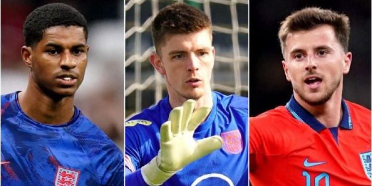 Marcus Rashford, Nick Pope and Mason Mount