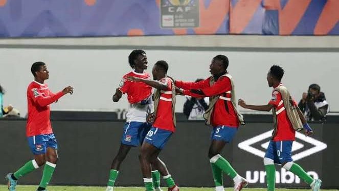 Gambia players celebrate