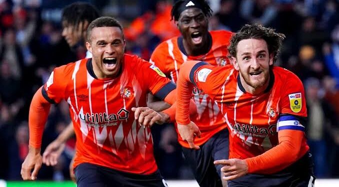 Luton Town players celebrate