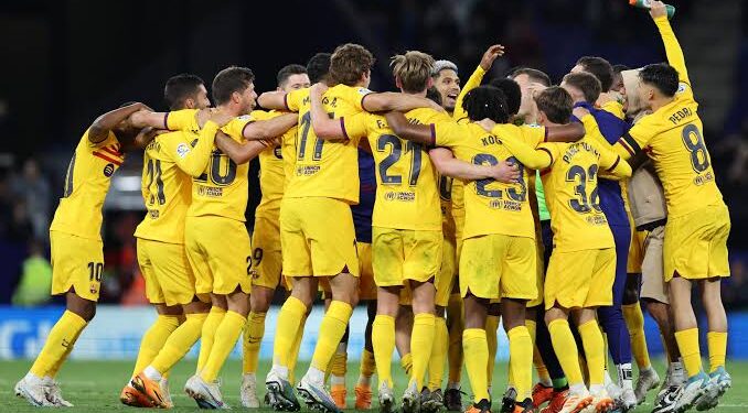 Barcelona players rejoice | PHOTO: AFP