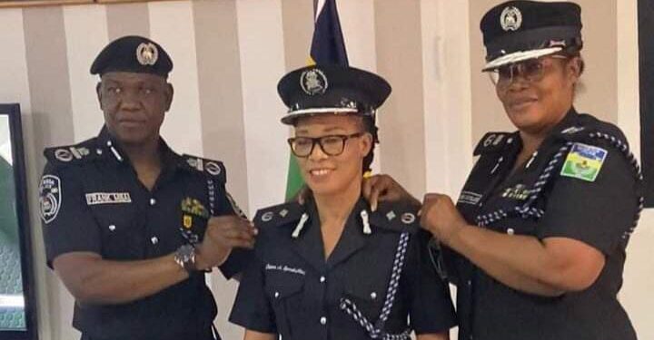 DCP Chioma Ajunwa-Oparah being decorated with her new Police rank