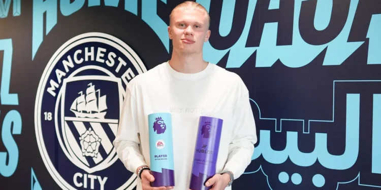 Erling Haaland with double EPL award | PHOTO: Premier League