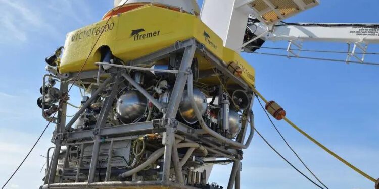 A view shows the ROV (Remotely Operated underwater Vehicle) Victor 6000 in this undated photograph released by Ifremer. Stephane Lesbats - Ifremer - CCBY/Handout via REUTERS