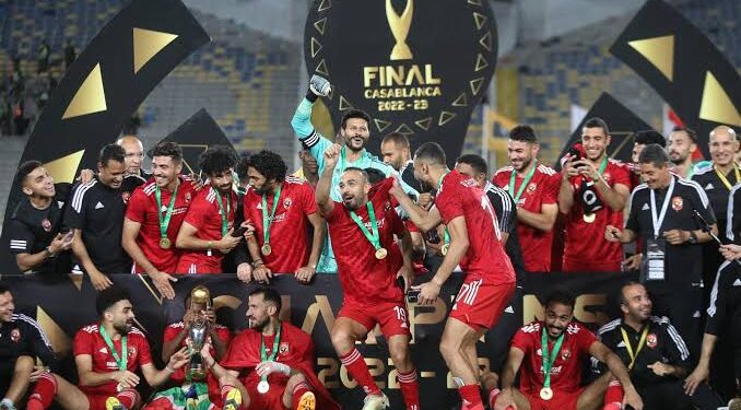 Al Ahly FC players celebrate after winning 11th CAF Champions League