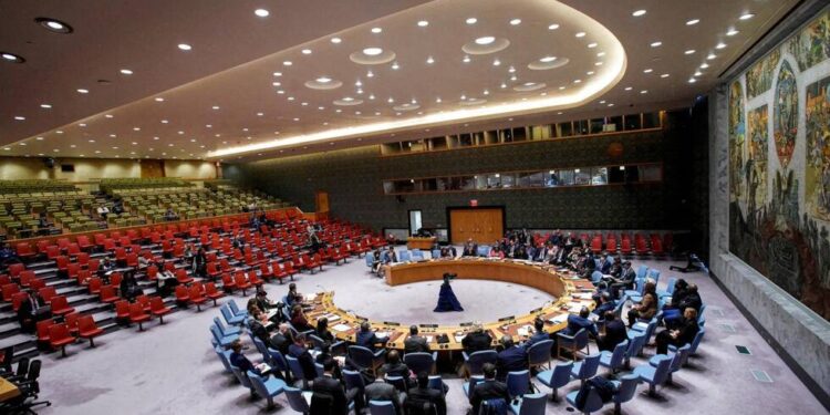 Members of the UNSC attend a meeting at UN headquarters in New York, US, October 5, 2022. © Eduardo Munoz, Reuters