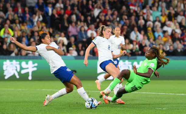 Super Falcons and England's Lionesses in action