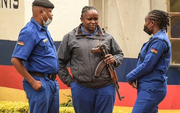 Kenya Police Officers, chatting with each other