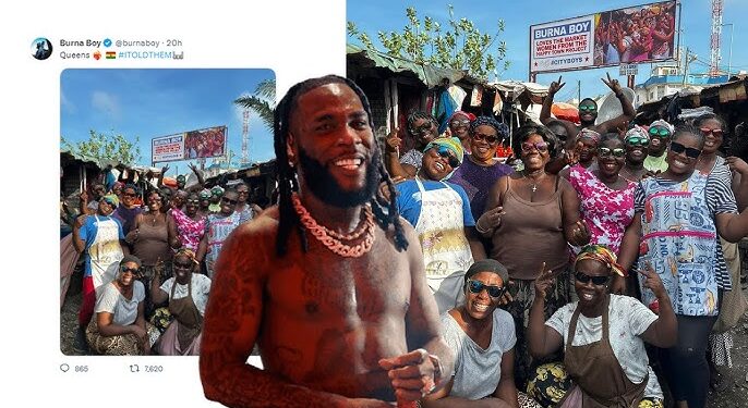 Ghanaian Dancer, Makola Market Women Rejoice Over Burna Boy's Billboard Tribute