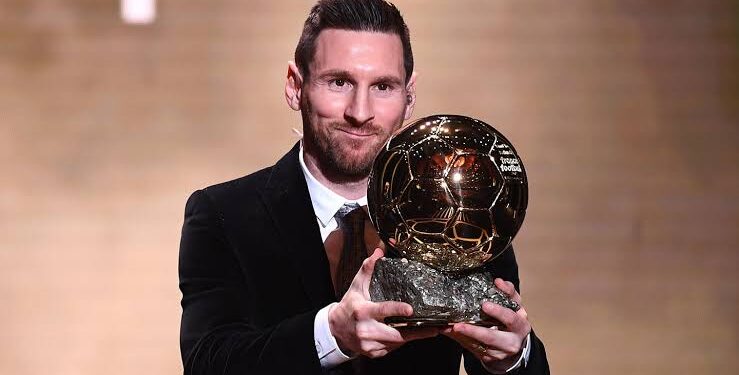 Messi with Ballon d'Or