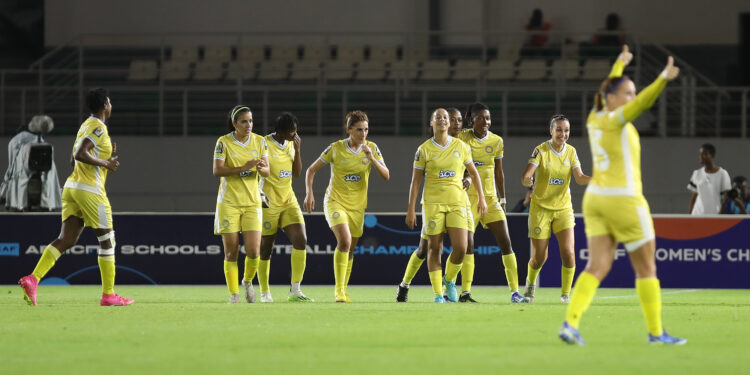 Chaymaa Mourtaji of Sporting Club Casablanca celebrates goal  during the 2023 CAF Women’s Champions League Finals between Sporting Club Casablanca and JKT Queens held at Laurent Pokou Stadium in San Pedro Ivory Coast on 11 November 2023 ©Weam Mostafa/BackpagePix