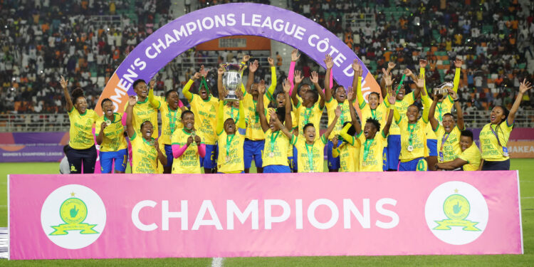 Mamelodi Sundowns Ladies winners of the 2023 CAF Womens Champions League final match between Mamelodi Sundowns Ladies and Sporting Club Casablanca at Amadou Gon Coulibaly Stadium in Korhogo on 19 November 2023 ©Samuel Shivambu/BackpagePix