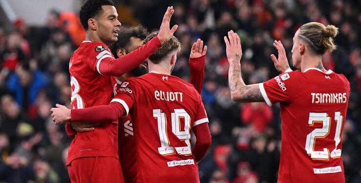 Liverpool players celebrate