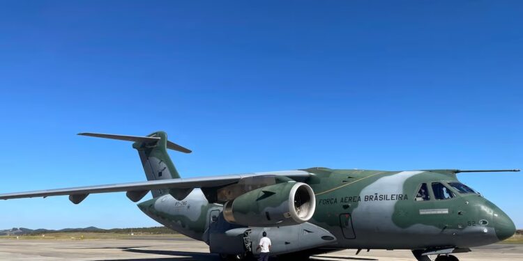 Embraer's C-390 Millennium military aircraft is seen at the firm’s headquarters in Sao Jose dos Campos, Brazil June 18, 2024.