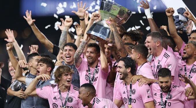 Lionel Messi Lifts Shield Cup In Celebration With Inter Miami Teammates