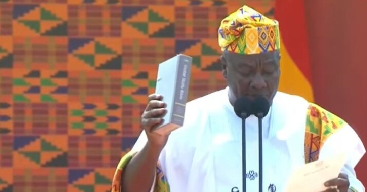 Ghana's President, John Dramani Mahama taking oath of office on Tuesday, January 7, 2025 at Black Star Square, Accra