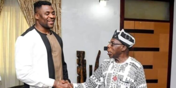 Francis Ngannou Shakes Olusegun Obasanjo