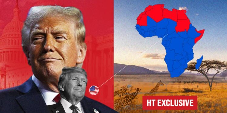 Combo picture of US President Donald Trump and African flag