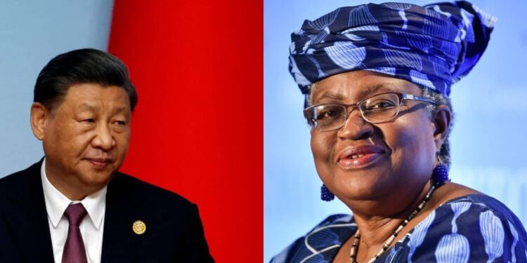 Combo picture of Chinese President Xi Jinping and WTO Director General, Dr. Ngozi Okonjo-Iweala