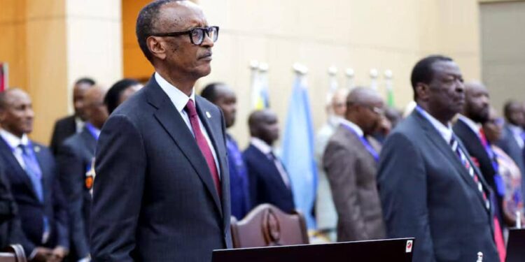 Rwanda's President Paul Kagame attends a joint summit, with delegates from the Southern African Development Community (SADC) and the East African Community (EAC) in Dar es Salaam, Tanzania February 8, 2025 to discuss the conflict in eastern DRC