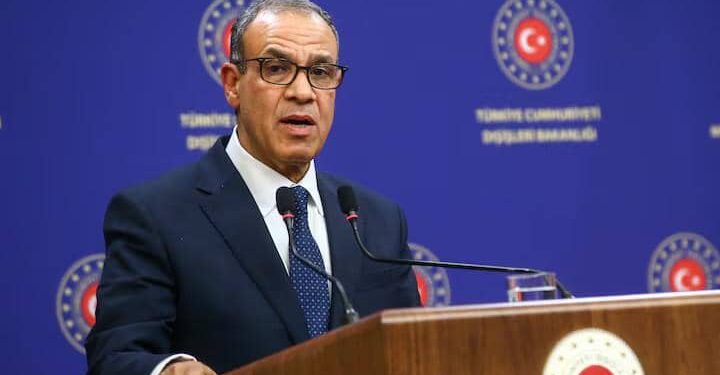 Egyptian Foreign Misnister Badr Abdelatty speaks during a joint press conference with Turkish Foreign Minister Hakan Fidan in Ankara, Turkey, February 4, 2025.