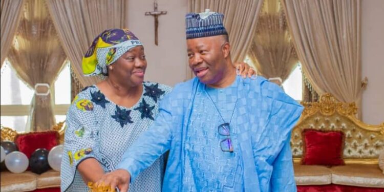 Senate President, Godswill Akpabio and his wife Mrs. Unoma Akpabio