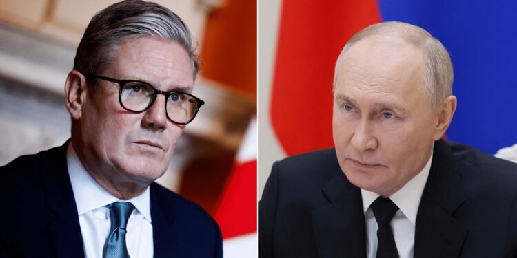 British Prime Minister, Sir Keir Starmer and Russia's President Vladimir Putin